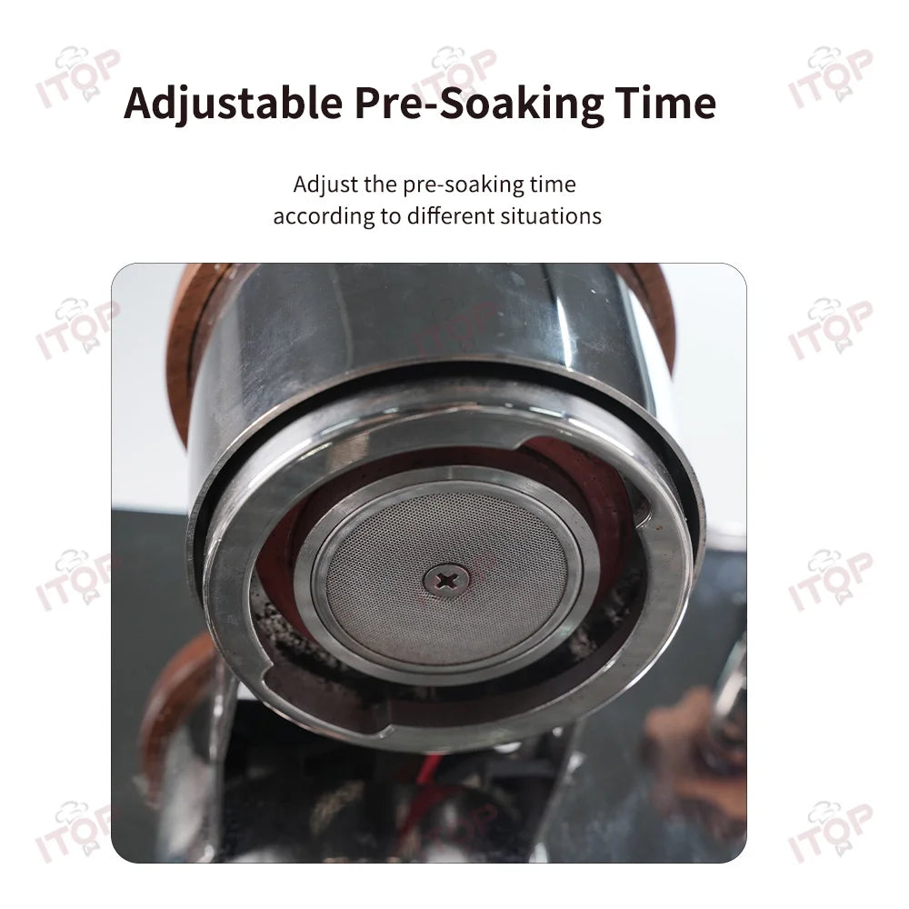 Commercial Coffee Machine Vibration Pump Espresso Maker 2-Boilers 2L Steam+0.8L Extraction Flow Meter Quantification 2800W