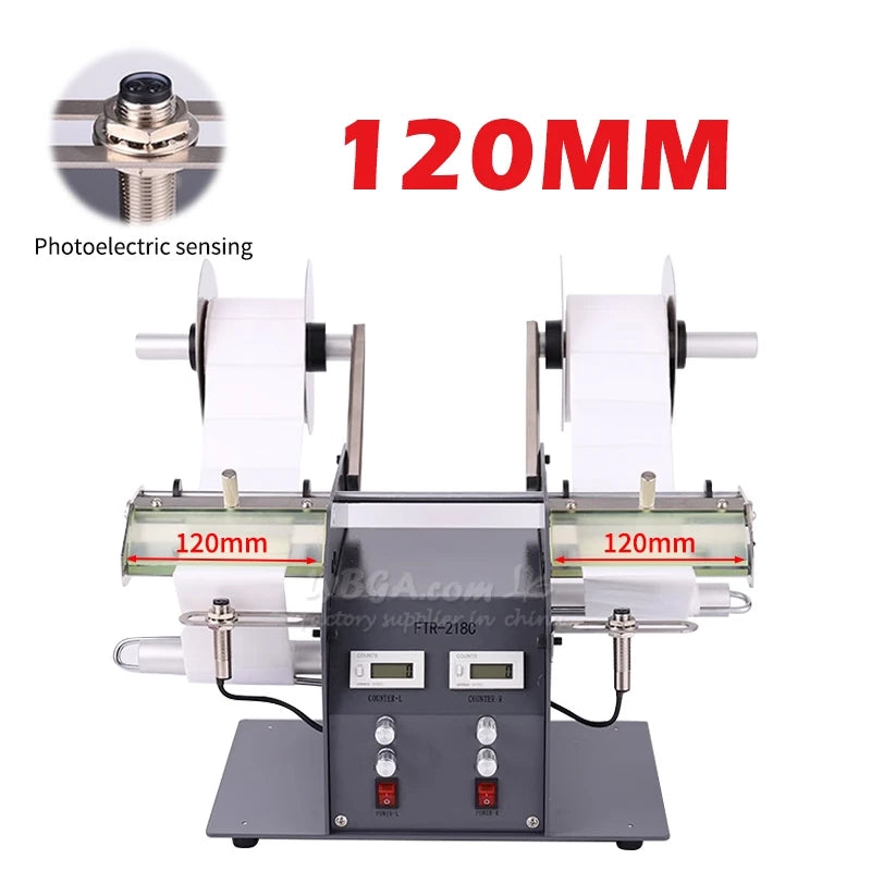Label Stripping Machine Fiber Optic/Photoelectric Induction Labeler Stripper FTR-218C 200MM 180MM 120MM Automatic Dual Dispenser