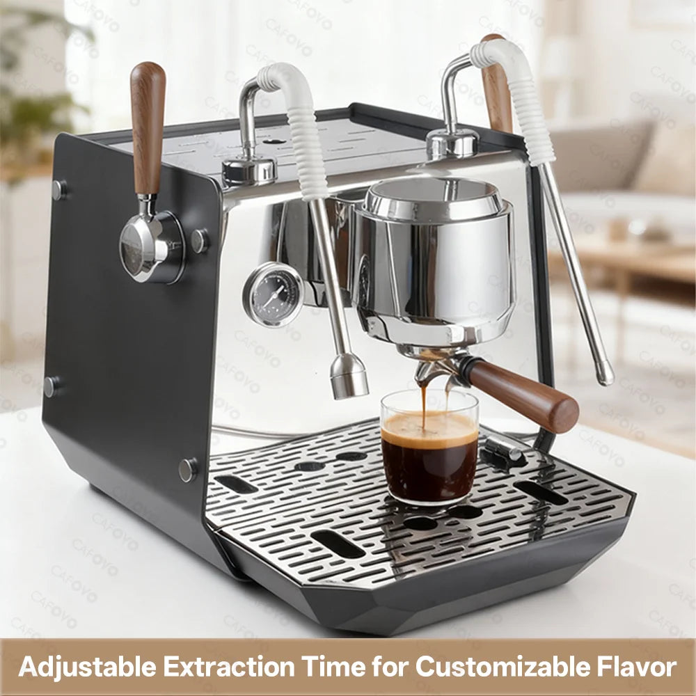 CAFOVO E102 Commercial Semi-Automatic Espresso Machine with PID Preinfusion Electronic Screen Control Storage Type Double Boiler
