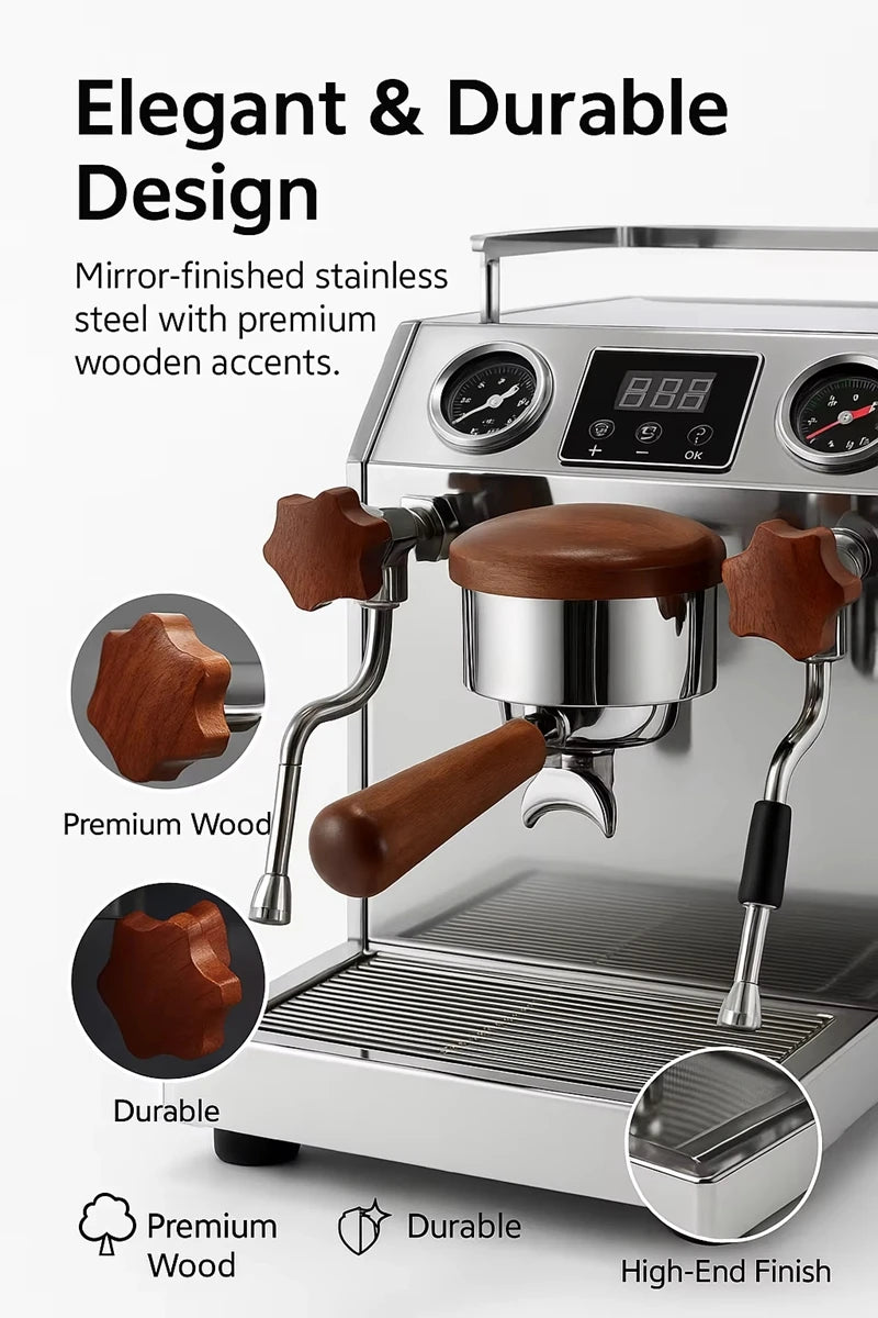 CAFOVO E003 9Bar Commercial Espresso Machine Dual Boiler Rotary Pump PID Control for Café Built-in flow Meter 220V 110V