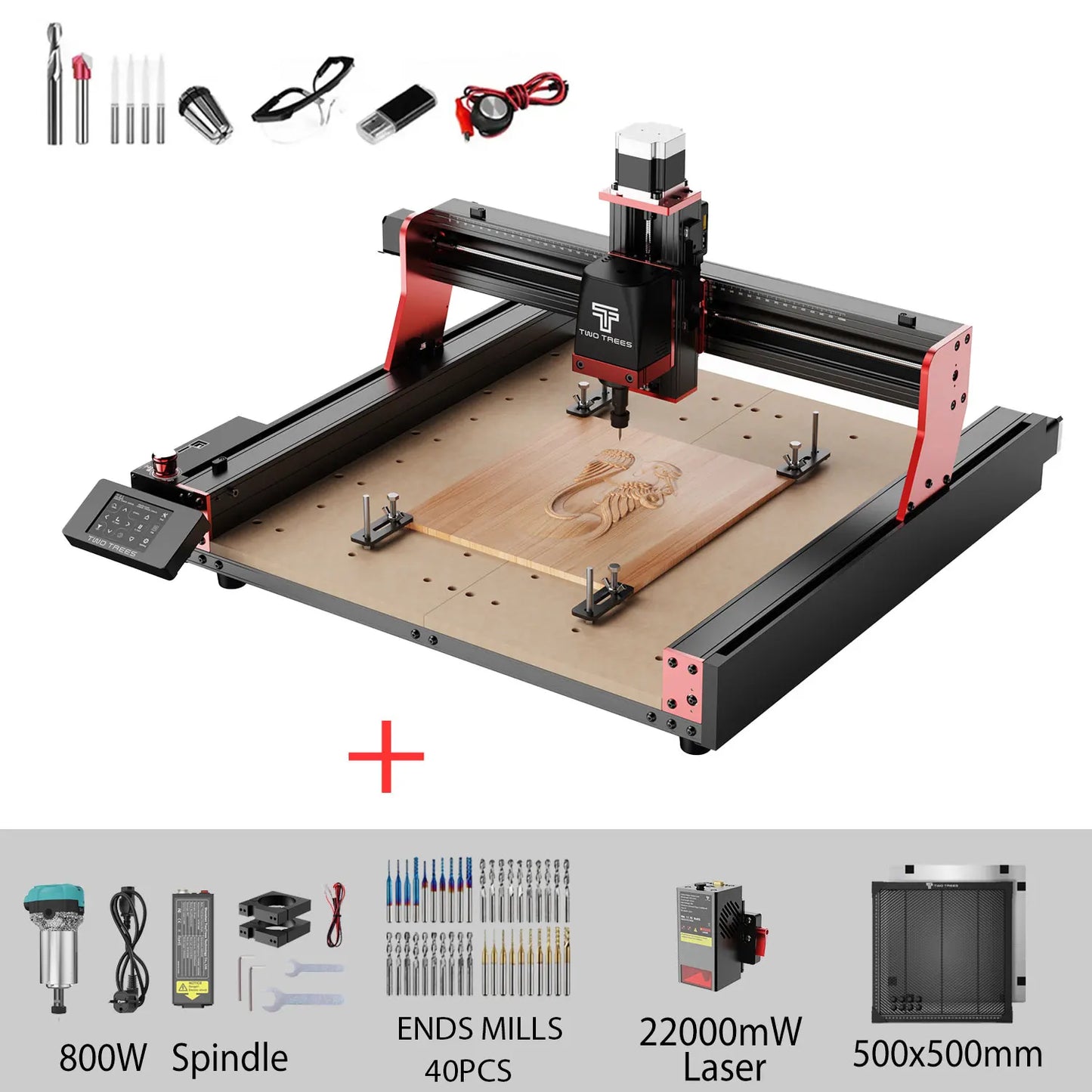 TWOTREES TTC450 Pro CNC Machine 4Axis Metal Cutting Machine For CNC Router Machine And Laser Engraving Cutting Wood GRBL Control