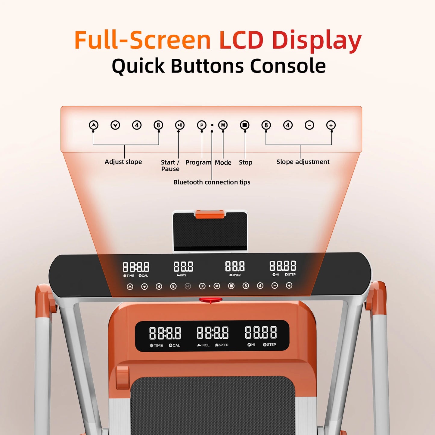 Treadmill for Home 3.0 HP Treadmills 9% Incline Smart App Heart Rate Sensors LCD Digital Display Foldable Armrest Walking Pad