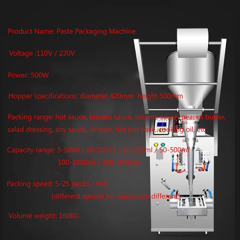 PBOBP Shampoo Paste Sauce Automatic Honey Packing Machine Vertical Automatic Paste Packaging Machine Paste Packaging Machine