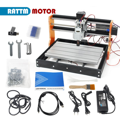 【EU】CNC 3018 PRO 7000W Router Milling Machine with Laser Engraver Module,Limit Switches,Emergency-Stop,Machine for Wood Carving