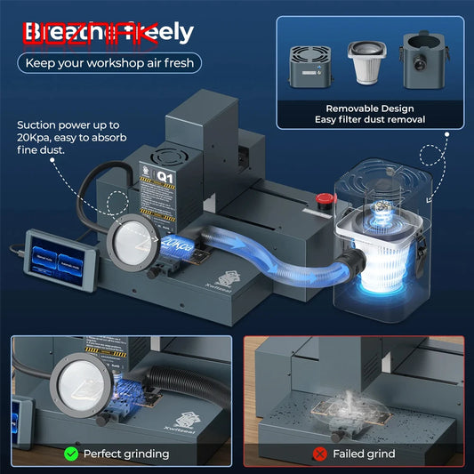 XWITZEAL Q1 Smart Automatic CNC Chip Grinding Machine For iPhone 11-15PM Android Touch IC CPU Frame Polishing Phone Repair Tools