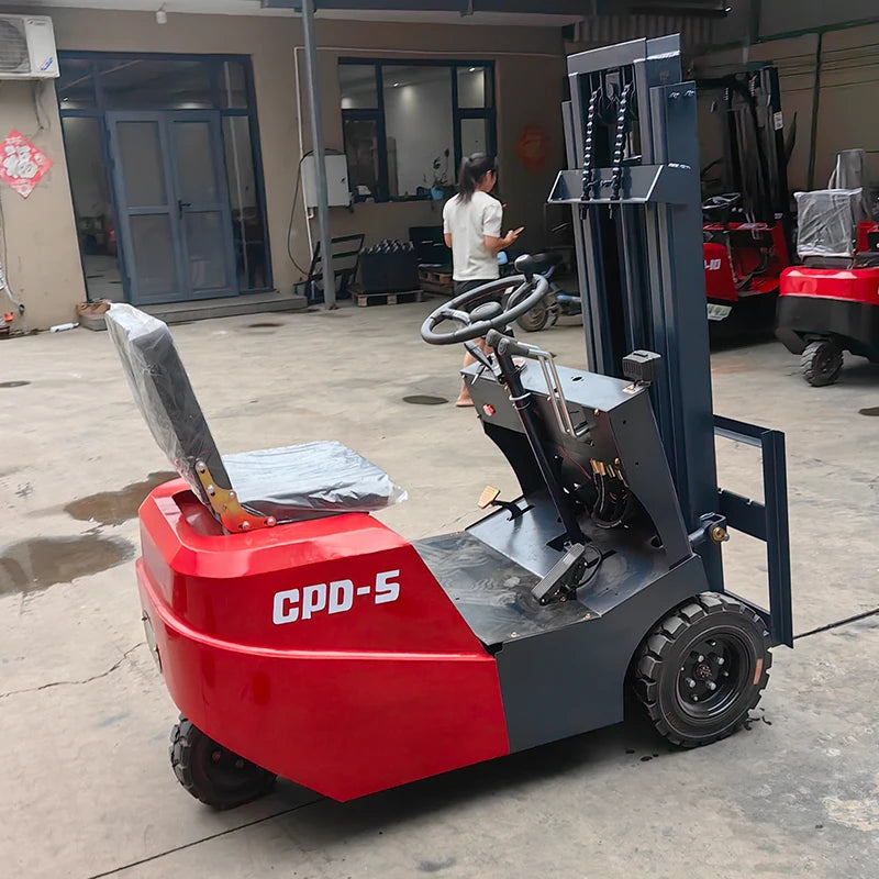 Cheap China narrow mini electric forklift 60V 0.5 ton 1 ton 1.5 ton 2 ton 5 ton pallet warehouse three wheel electric forklift p