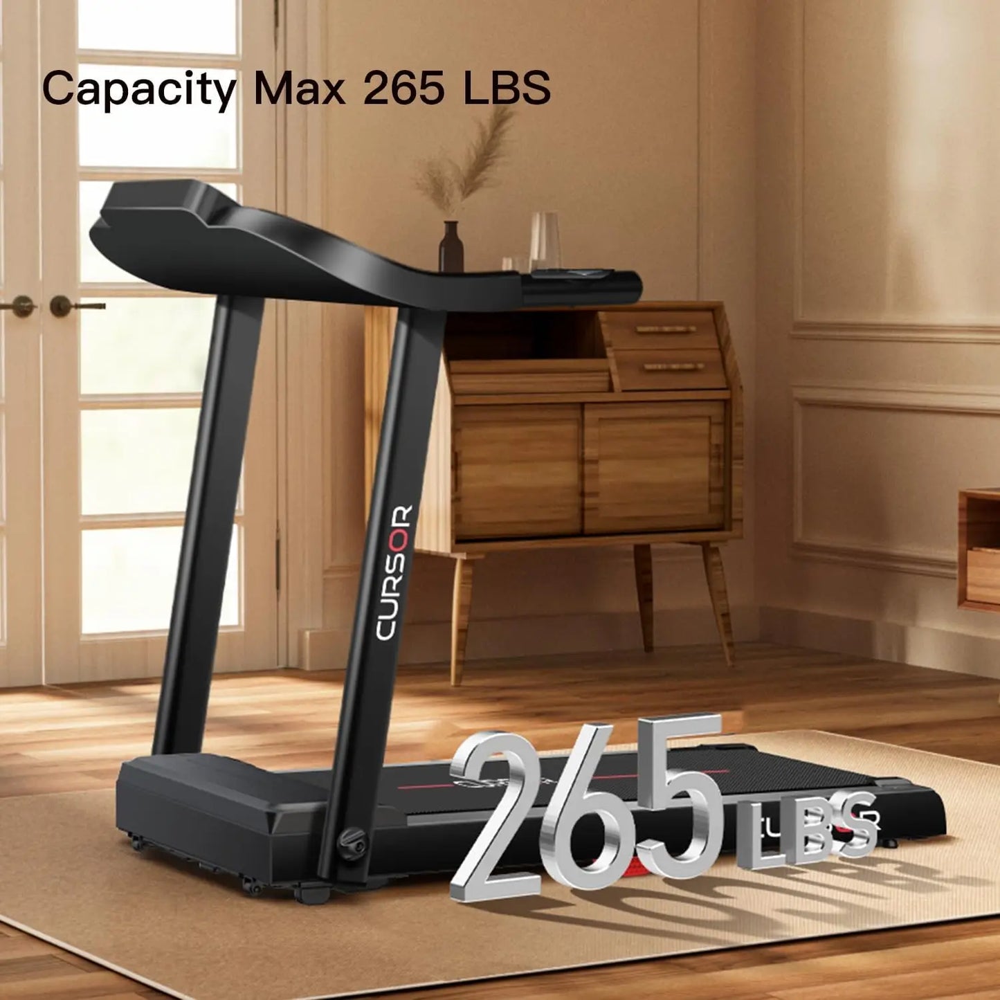 Home Folding Treadmill with Pulse Sensors, 2.5 HP Quiet Brushless, 7.5 MPH, 265 lbs Capacity
