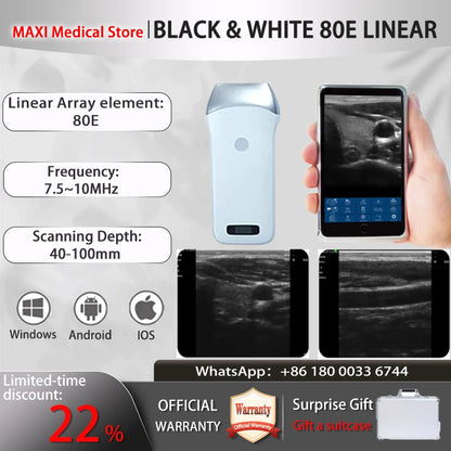 Portable Wireless Ultrasound Probe scanner machine WIFI ultrasound scanner Machine support iOS Android Windows free suitcase