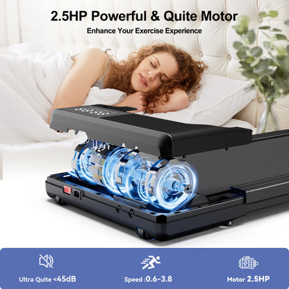 3-in-1 Portable Treadmill with Remote Cntrol LED Display 2.5HP Silent Walkingpad Jogging Machine for Home Office 300LBS Capacity