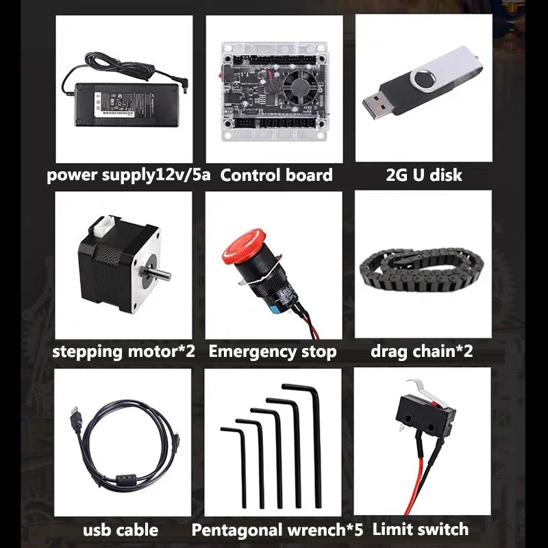 Black CNC 6550 2-Axis NEW CNC Engraving Machine Work Area 65*50cm 20w Laser Engraver With Emergency Stop For Cut Wood MDF