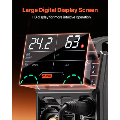 SucceBuy 5-in-1 MIG Welder 200Amp Pluse Mig Welding Machine Gas MIG/Flux Core MIG/Stick/Lift TIG/AU TIG with LCD Screen Display