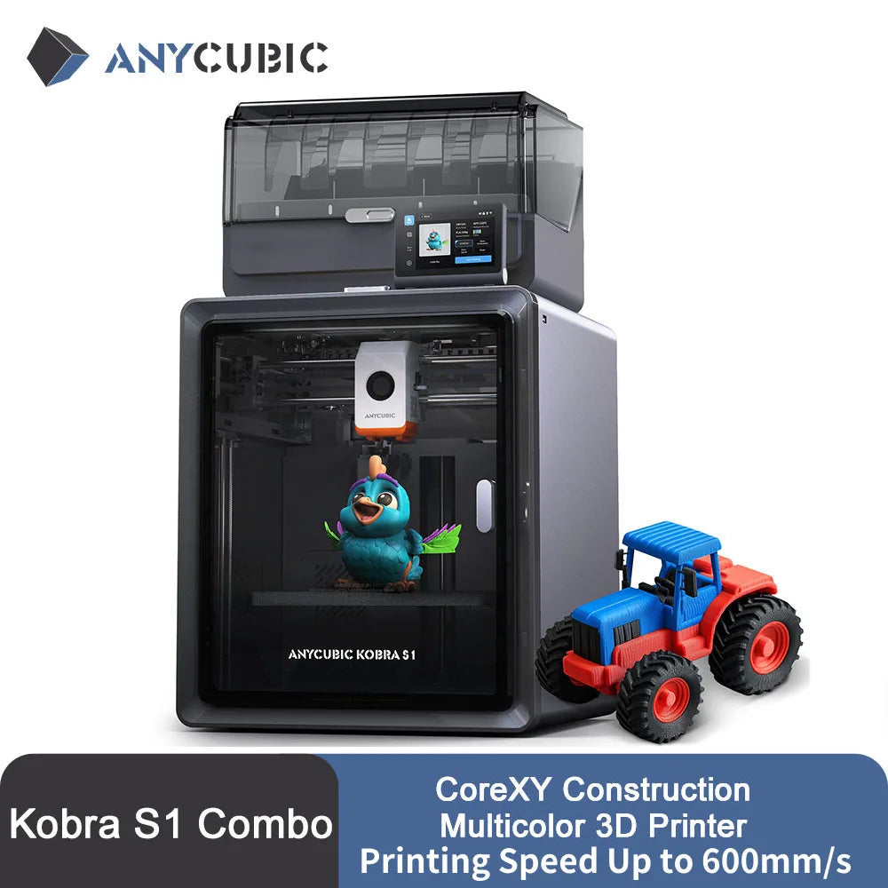 Anycubic Kobra S1 Combo AE Version Multi-Color 3D Printer Max Speed 600mm/s Core XY Stable Structure High Precision  3D Printer