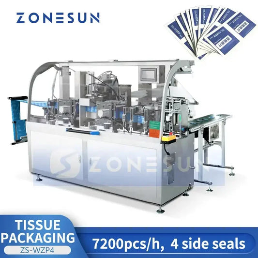 ZONESUN ZS-WZP4 Automatic 4-Side Seal Wet Wipes Packing Machine Disposable Sachet Tissue Packaging Equipment