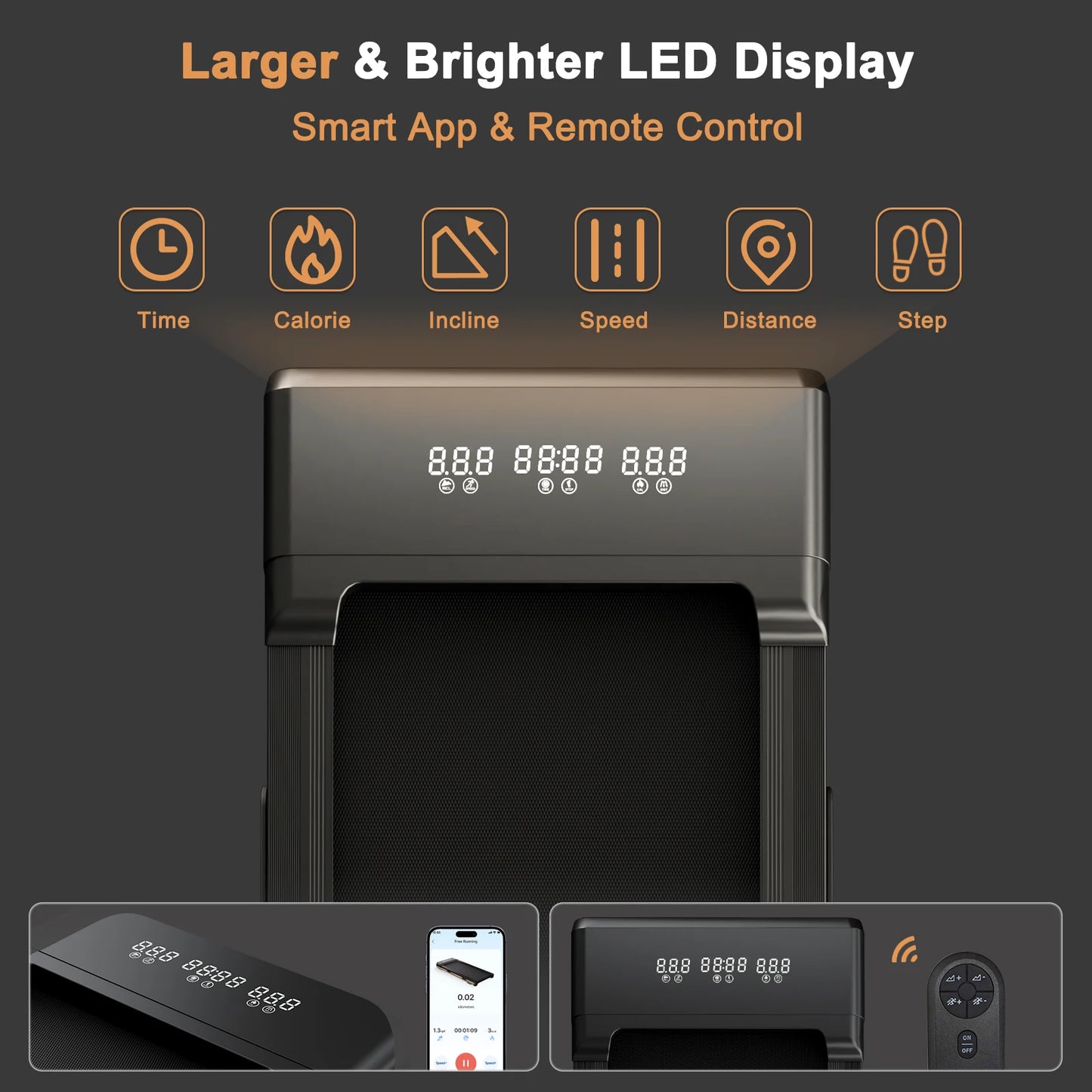 3.0HP Raceable Walking Pad Under Desk Treadmill with 9% Incline Adjustable Speed 1-6KM/H LCD Screen Display 136KG Load For Home