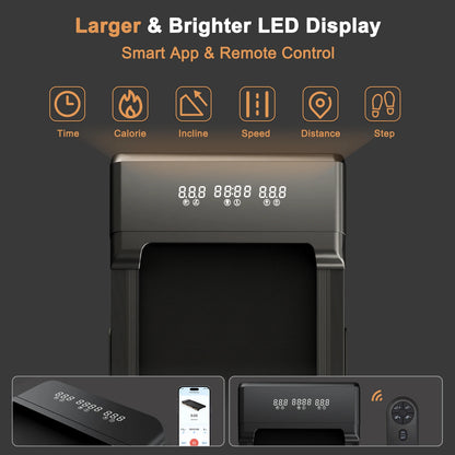 3.0HP Raceable Walking Pad Under Desk Treadmill with 9% Incline Adjustable Speed 1-6KM/H LCD Screen Display 136KG Load For Home