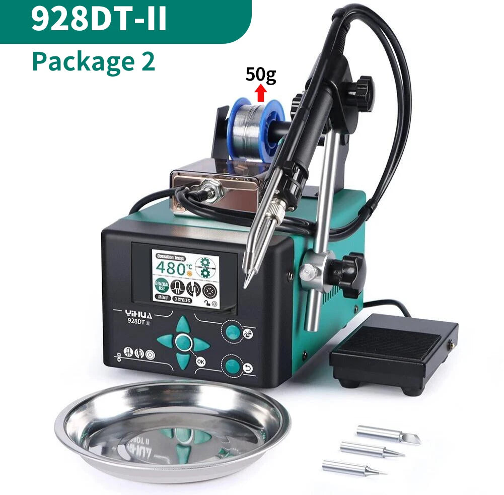 YIHUA 928DT-II 230W Soldering iron Auto Send Tin Soldering Station Fast Heating Tin Feeder Foot Rest Welding Machine Tools