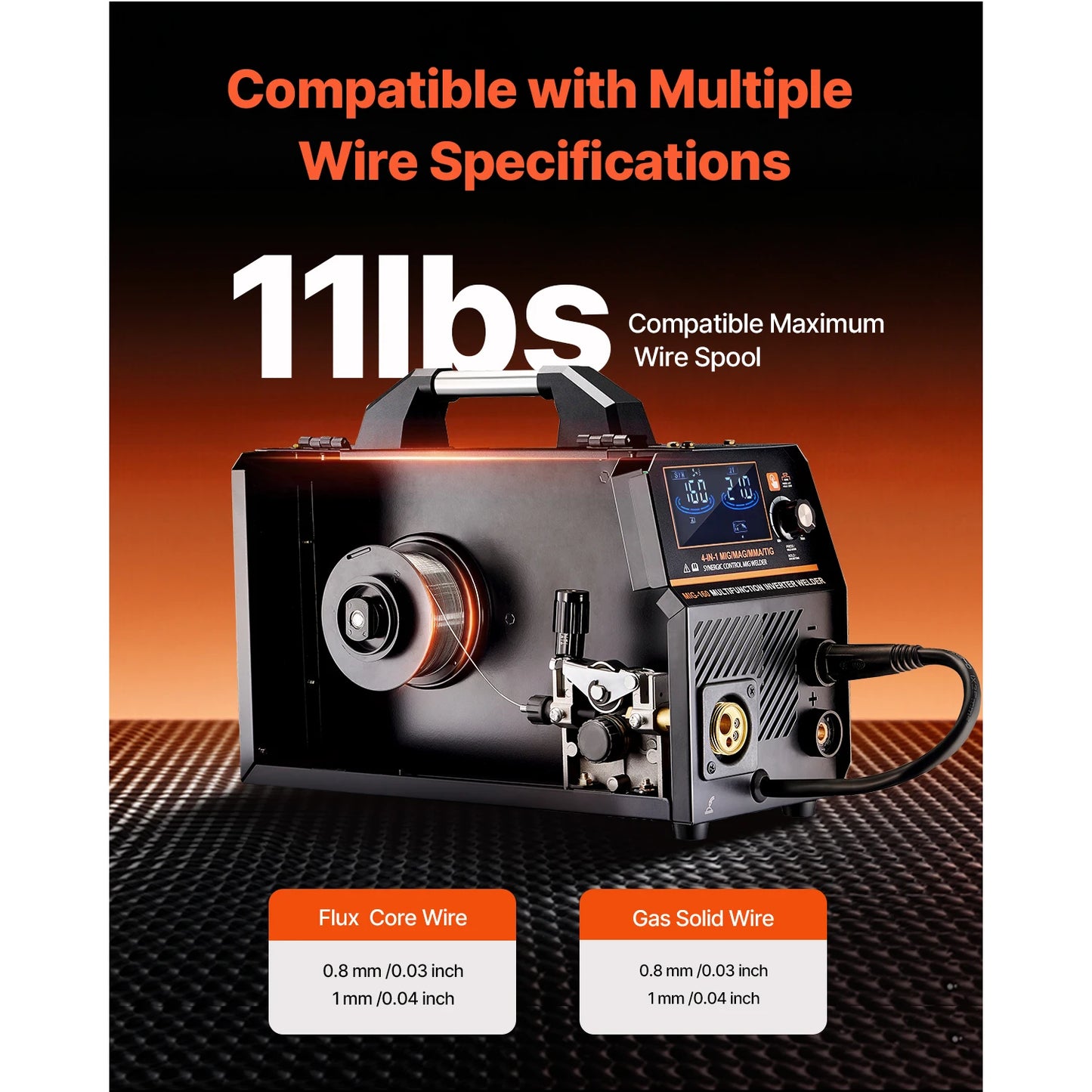 SucceBuy 4 in 1 MIG Welding Machine Gas MIG 160A 200A Multi-Process Synergic Mig Welder w/ IGBT Inverter LCD Screen Display MIG