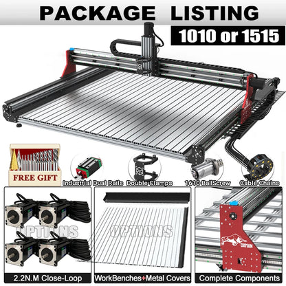 BulkMan3D OXMAN CNC Router Kit SFU1610 Ball Screw Dual Linear Rails 4-Axis Industrial Engraver for Metal Wood Acrylic Cutting