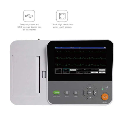 Portable E6 VET Veterinary Digital 6 Channel 12 lead ECG Monitor EKG Machine, Touch Electrocardiograph, USB PC Software