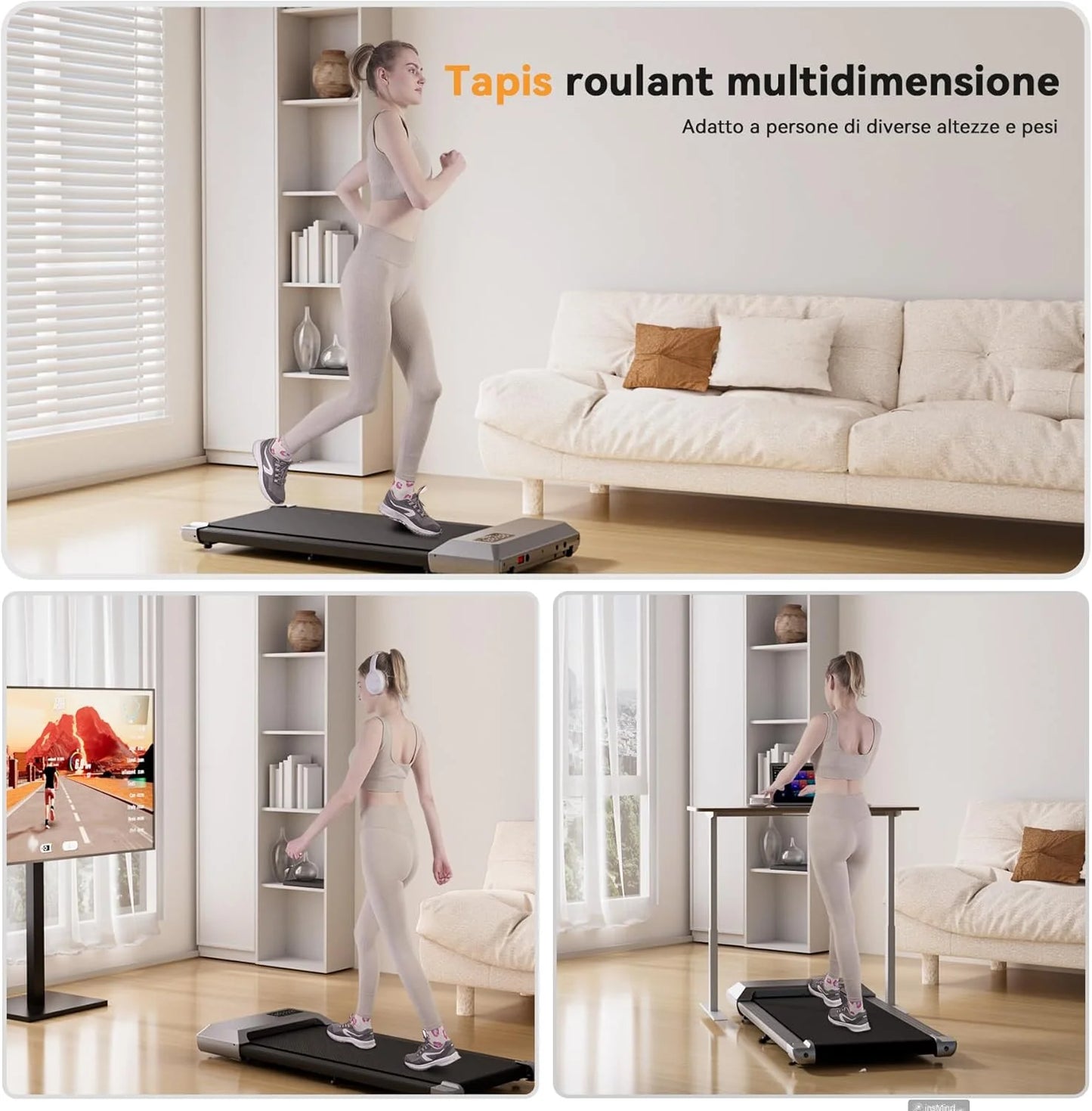 39.37inch Under Desk Treadmill 350lbs Portable Treadmills for Home/Office Walkingpad App/Remote Control LCD Screen Data Tracking