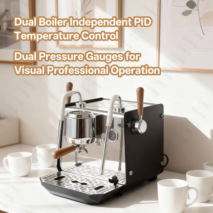 CAFOVO E102 Commercial Semi-Automatic Espresso Machine with PID Preinfusion Electronic Screen Control Storage Type Double Boiler