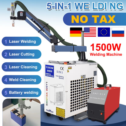 BWT 5 in 1 Fiber Laser Battery Welding Cleaning Cutting welding Machine Double Wobble 1500W Handheld Laser Welder for All Metal