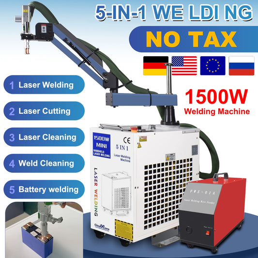 BWT 5 in 1 Fiber Laser Battery Welding Cleaning Cutting welding Machine Double Wobble 1500W Handheld Laser Welder for All Metal