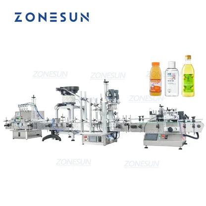 ZONESUN ZS-FAL180C10 Desktop Automatic 4 Heads Ink Gel Liquid Filling Round PET Bottle Capping Labeling Machine With Cap Feeder