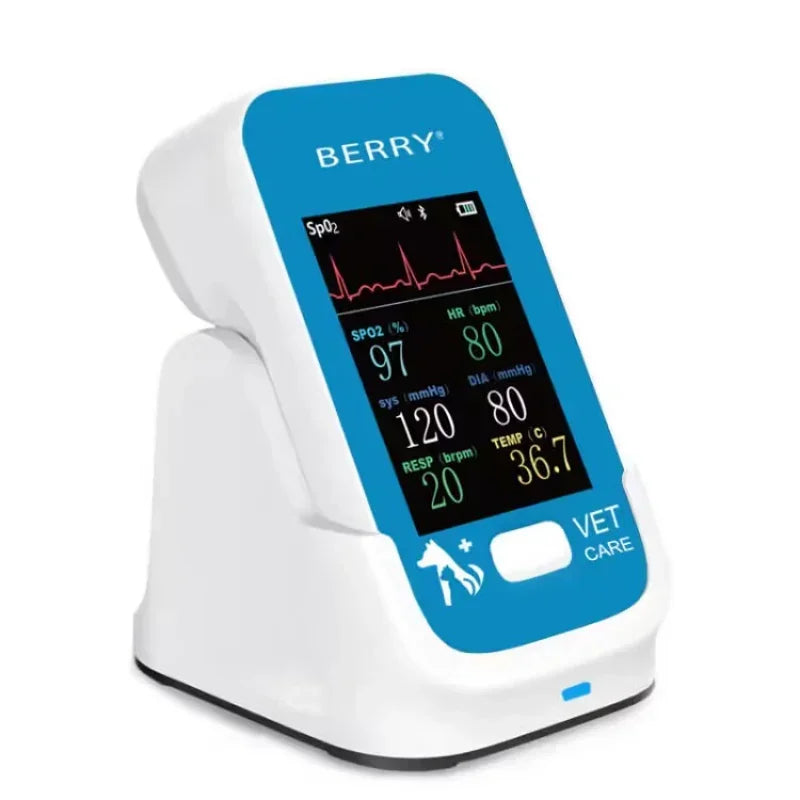 BERRY AM6200 Bluetooth Veterinary 6-Parameter Monitor-For Pet Clinic with Li-Battery, Blood Pressure, ECG, HR, Spo2, PR, Temp