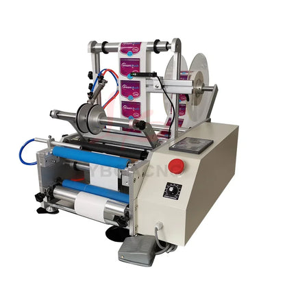 LY Semi-Automatic Round Bottle Labeling Machine Touch Screen Control Pneumatic Precision Labeler for Self-Adhesive High Quality