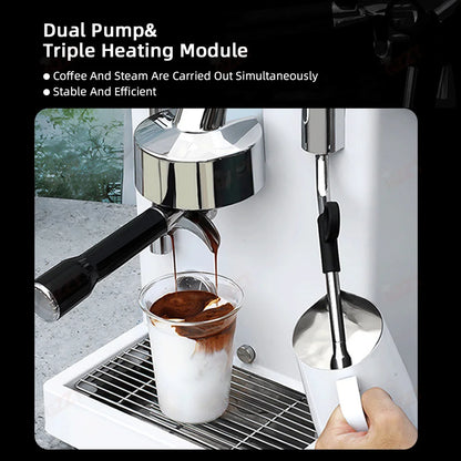GZZT CM6005 Commercial Coffee Machine Double Pump Triple Heating PID Control 3100W Espresso Machine with Microcomputer 220V