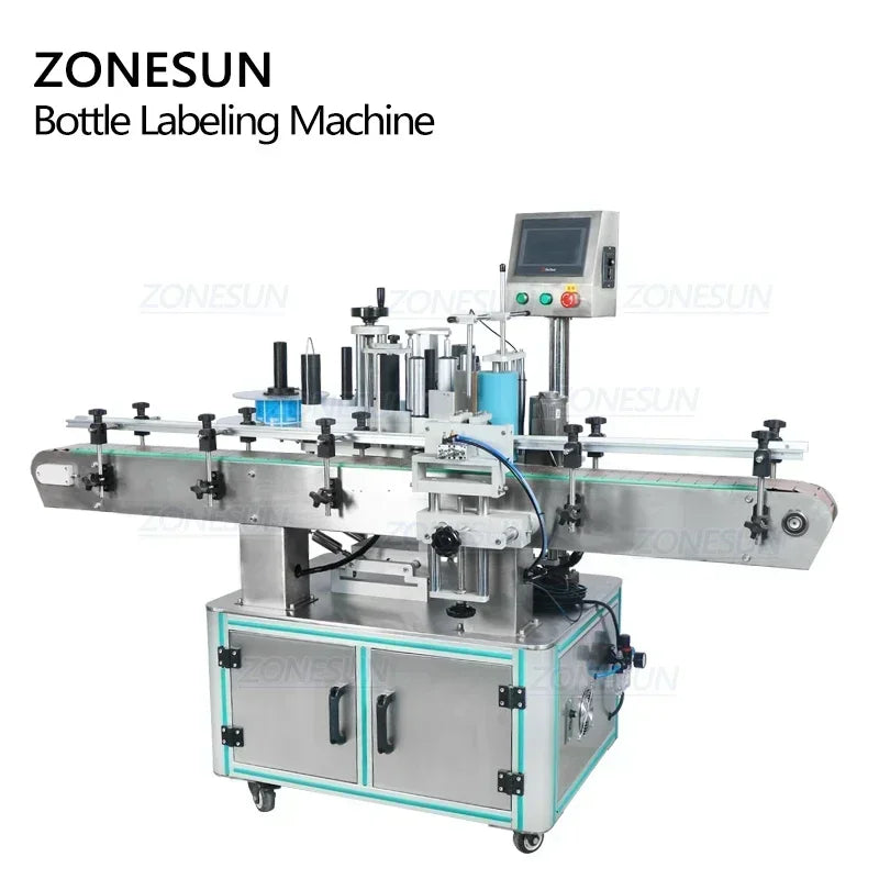 ZONESUN Full Automatic Round Plastic Glass Water Beverage Bottle Positioning And Labeling Machine