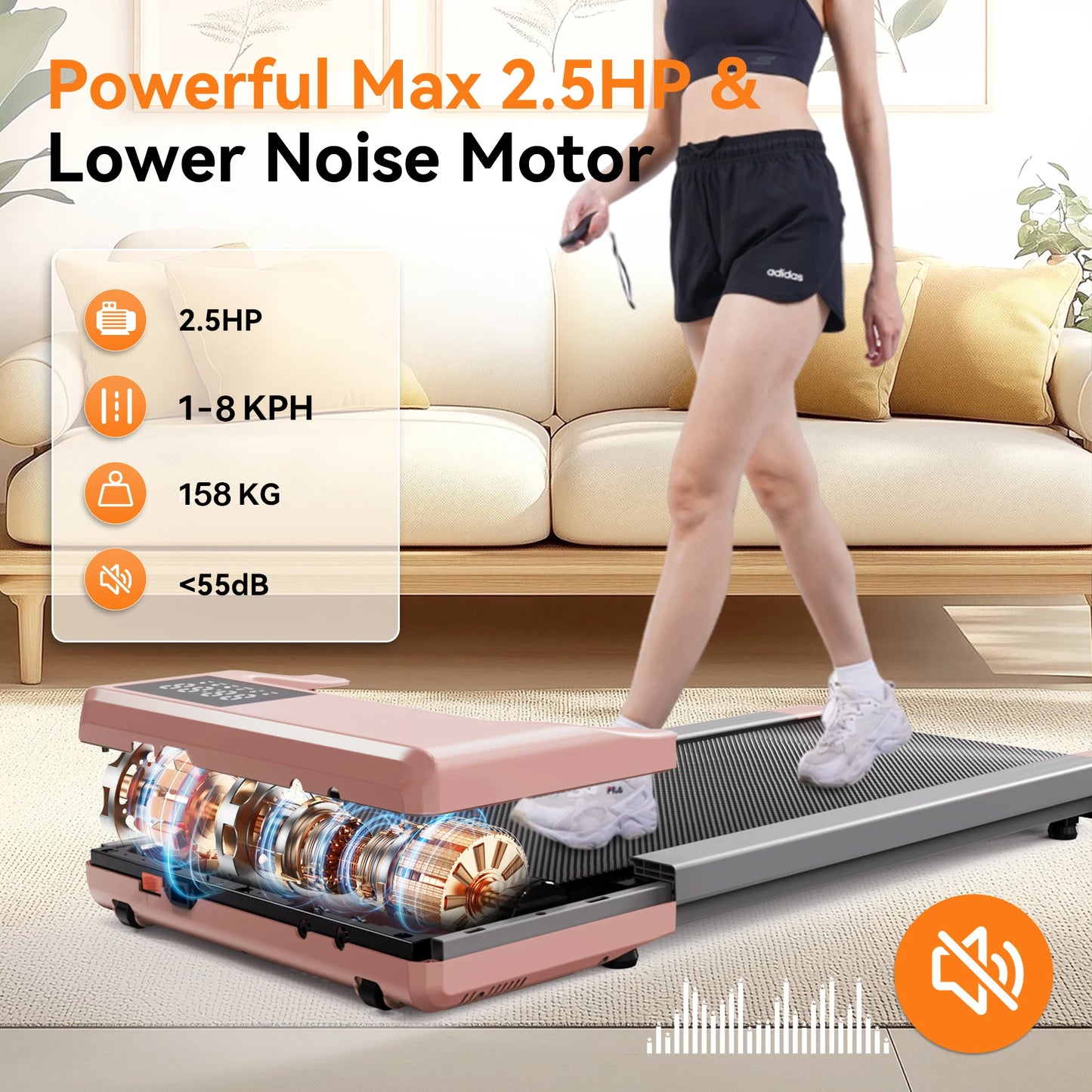 Smart Under Desk Treadmill for Home Office,Treadmill with APP&Remote Control, LCD Screen, Quiet Walking Jogging Exercise Machine