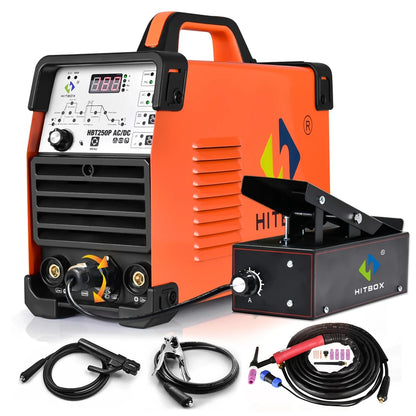 HITBOX AC/DC Aluminium Tig Welding Machine IGBT Inverter 2T/4T HF TIG/MMA ARC Stick Argon Precise Digital Pulse Welder HBT250P