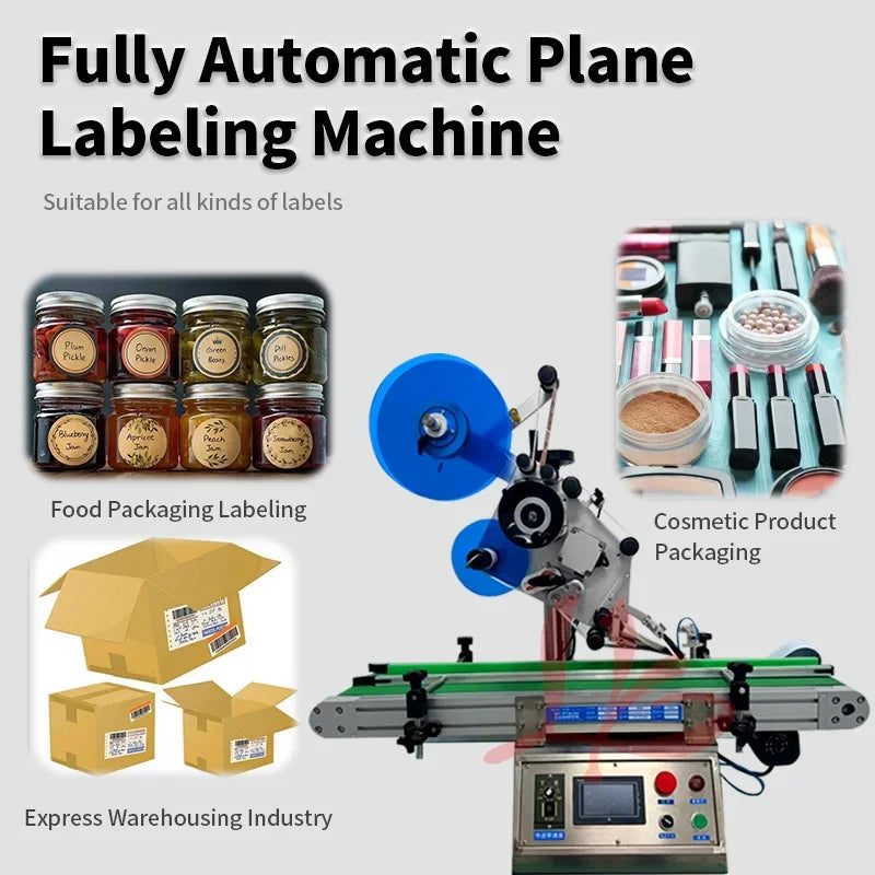 Labeling Machine LY-BTP200 with Conveyor Belt for Flat Packaging Equipment Fully Automatic Labeler Stickers Touch Screen Control