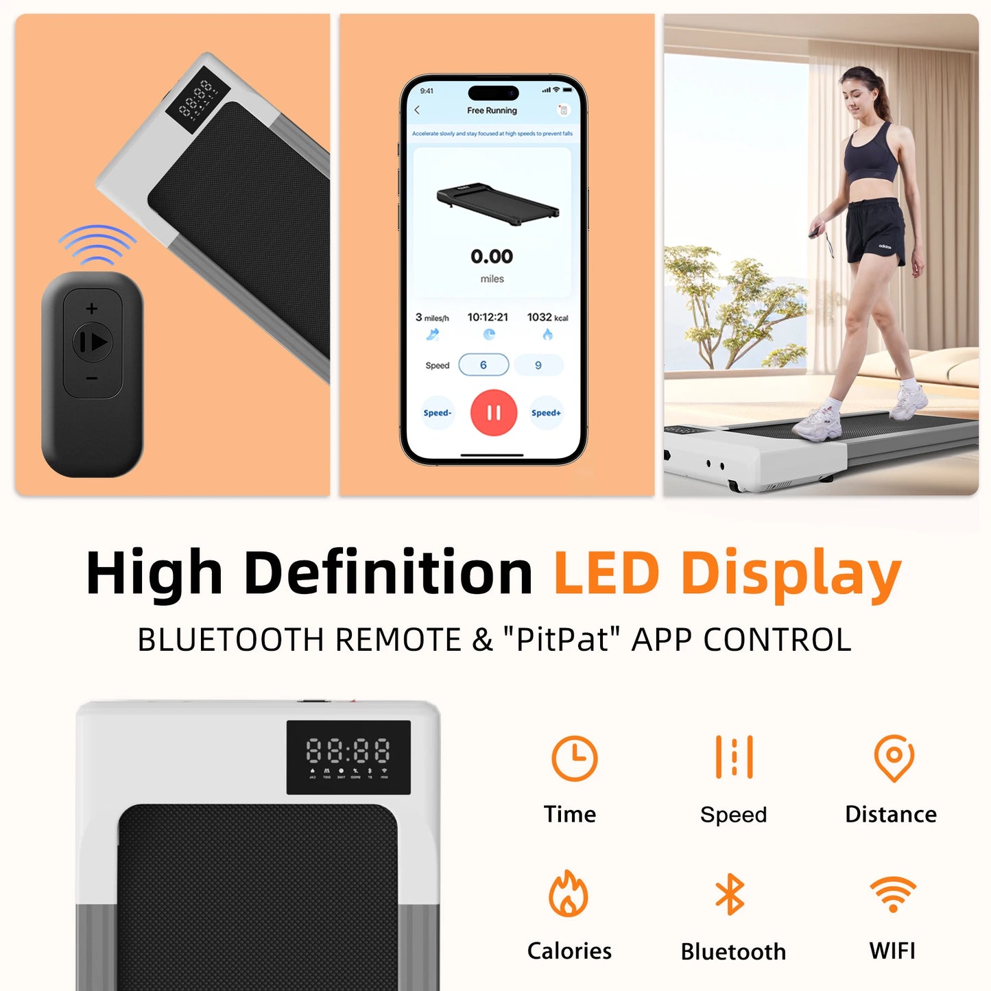 Treadmills 39.37inch Running Belt 2in1 Under Desk for Home Office Treadmill Walkingpad 2.5HP Romote Control 5MPH Exerice Machine