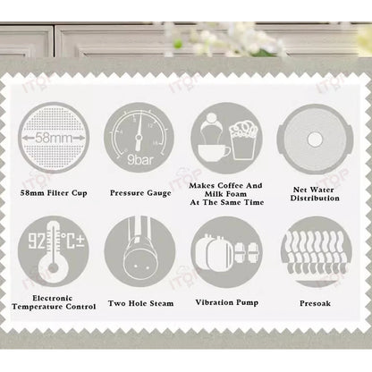 Small Commercial Coffee Machine Vibration Pump 58mm Filter Espresso Machine Coffee Maker Family Cafe