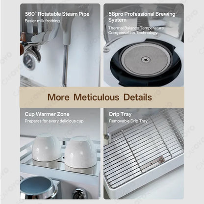 CAFOVO E110A Semi-automatic Espresso Machine Dual Pump Triple Heating Coffee Machine 3000W Commercial Coffee Maker 220V