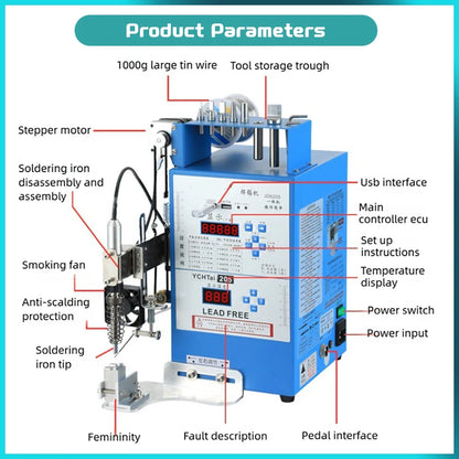 MultiFunction Semi-Automatic Soldering Machine with Foot Switch Light Belt Motor USB2 Wire Soldering Tool Point Soldering Device