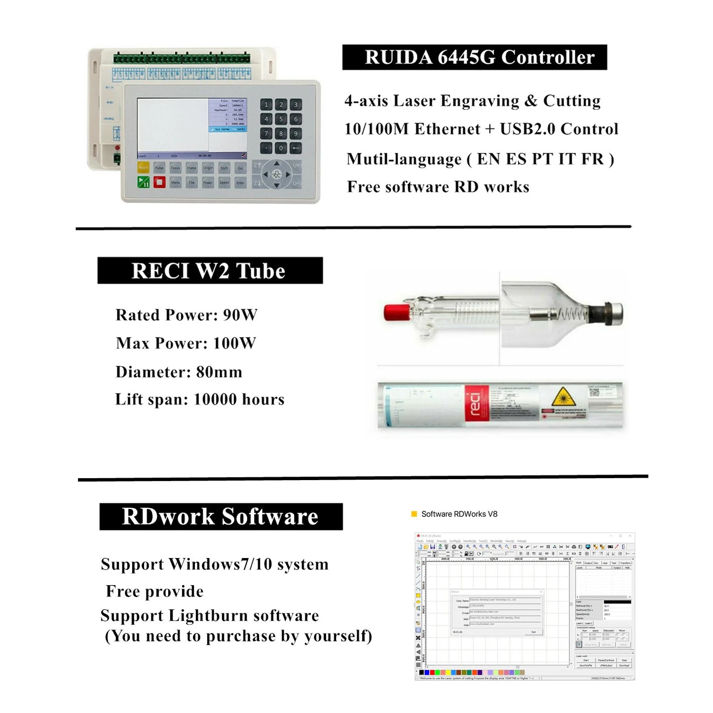 100W CO2 Laser Engraving Machine 1000*600mm Laser Cutting Machine RECI W2 CO2 Laser Tube Engraver Fabric Wood Leather EU Ship