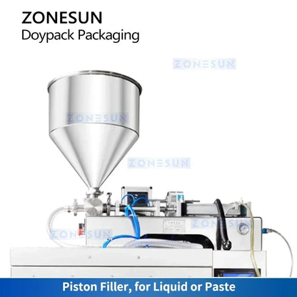 Zonesun Doypack Packaging Machine Automatic Liquid Pouch Filling and Sealing Machine Piston Filler ZS-FSGT1