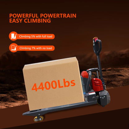 Full Electric Pallet Jack - 4400lbs Cap. Lithium Battery Powered Pallet Trucks 48"x27" Fork Size Lift Jacks for Narrow Spaces