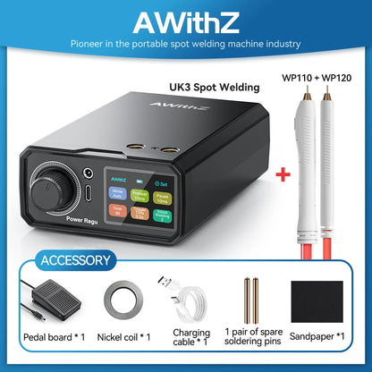 Awithz UK3 Portable Battery Spot Welder DIY Mini Welding Machine 18650 Lithium Battery Pack Welding Tool 10000mah Weldable 0.4mm