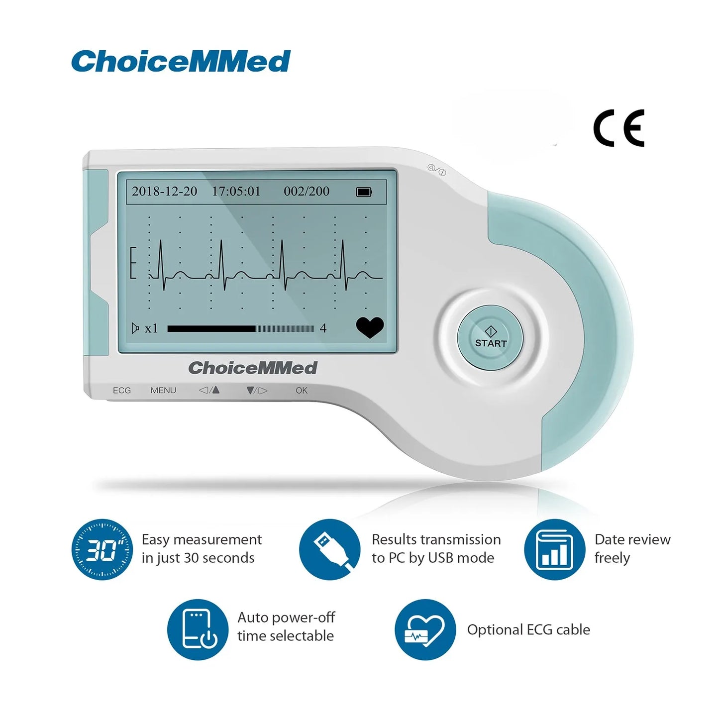 ChoiceMMed Handheld ECG Monitor EKG Real-time Monitoring Of Heart Rate Holter Continuous Measurement Electrocardiogram