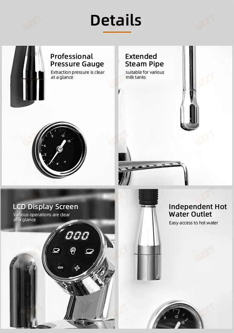 GZZT CM6005 Espresso Coffee Machine 3100W Double Pump PID Control Temperature 58mm Commercial/Home Coffee Makers 220V