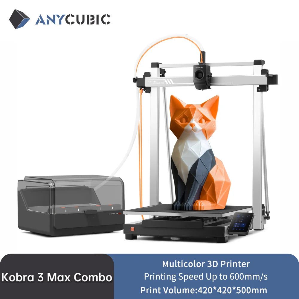 ANYCUBIC Kobra 3 Max Combo Multi-Color 3D Printer Max Speed 600mm/s Build Volume 500*420*420mm Smart APP Control 3D Printer