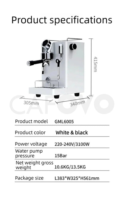 CAFOVO CM6005 Commercial Espresso Machine 3100W Dual Pump Triple Boiler PID Temperature Control 3-Hole Steam Wand Cafe Home Use
