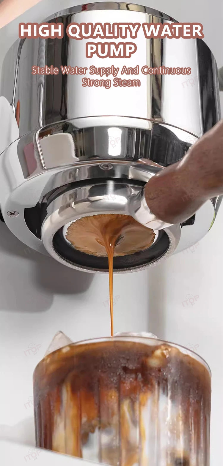 ITOP CM-D1 Small Commercial Coffee Machine Semi-automatic Espresso Machine Double Pumps and three Boilers 220V