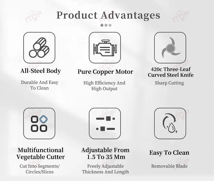 ITOP VC-C02 Vegetable Cutter Commercial Vegetable Cutting Machine Blade&Belt Dual Speed Controller 7cm Width Conveyor Belt