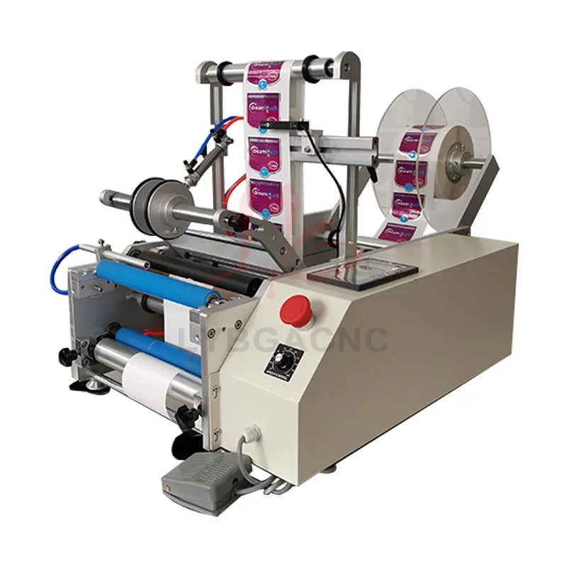 LY Semi-Automatic Round Bottle Labeling Machine Touch Screen Control Pneumatic Precision Labeler for Self-Adhesive High Quality